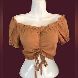 Brown Off the shoulder cinch top cottage core fairy core whimsigoth 90s witchy